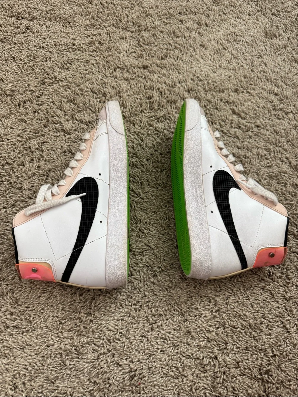 Nike Mid-Top Sneakers White Black with Coral Accent